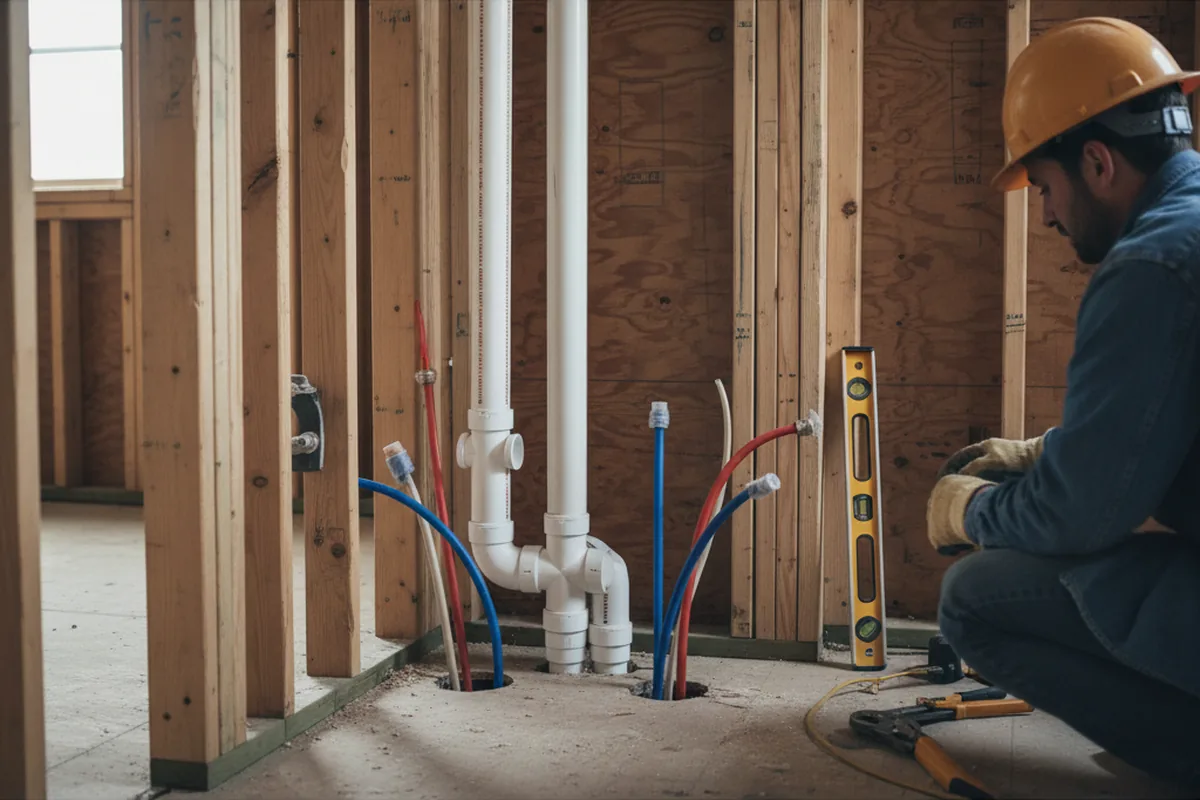 Drain and supply rough-in during Sump Pump Repair in Clarksville